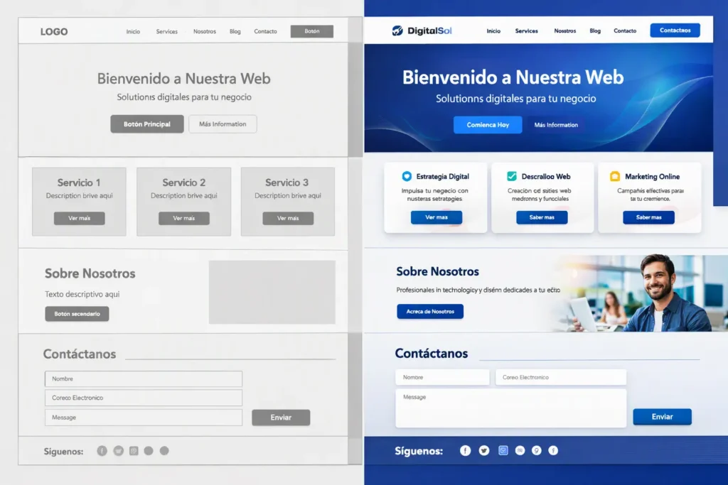 Ejemplo de diseño UI y UX aplicado a la estructura de un sitio web