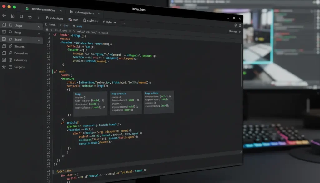 codigo-html-limpio-semantico Código HTML semántico organizado con encabezados, secciones y navegación