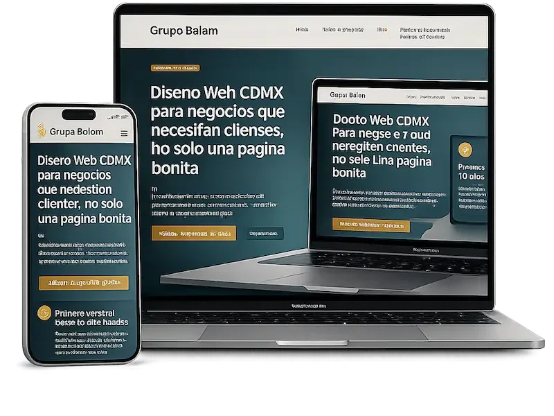 Diseño web CDMX responsive en laptop y celular para negocios profesionales