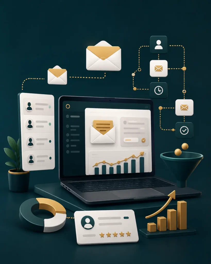 Email marketing con automatización, seguimiento de prospectos y medición de resultados