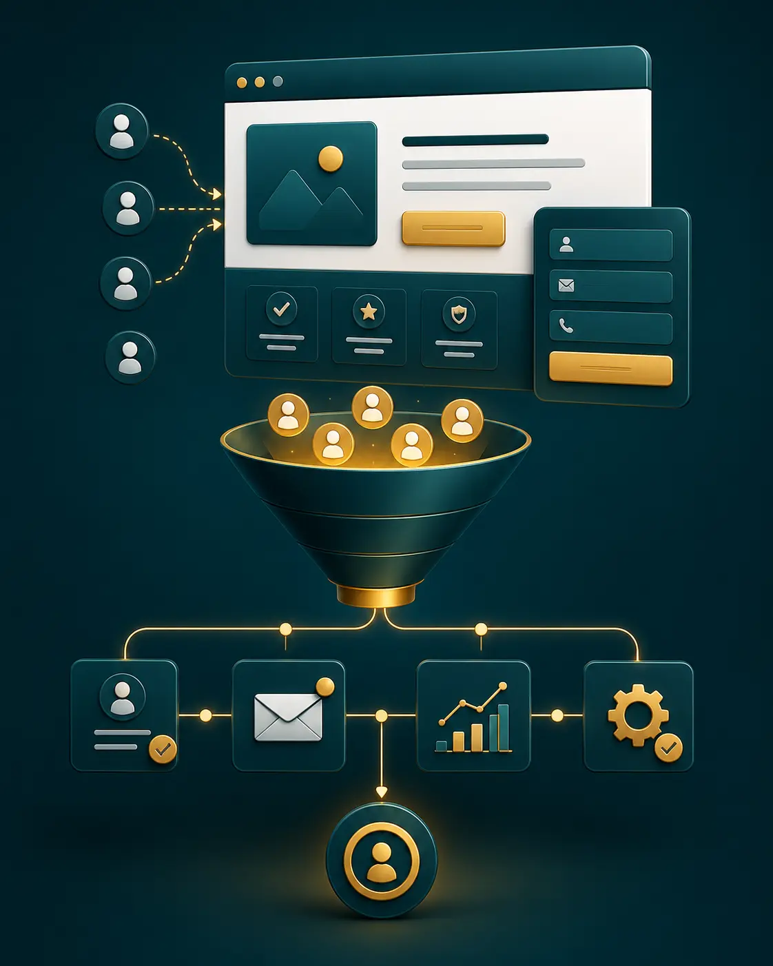 Embudos de conversión y landing pages para captar prospectos y generar oportunidades comerciales