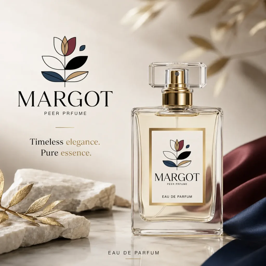 Anuncio para redes sociales creado con Producción de Contenido con IA para perfume Margot