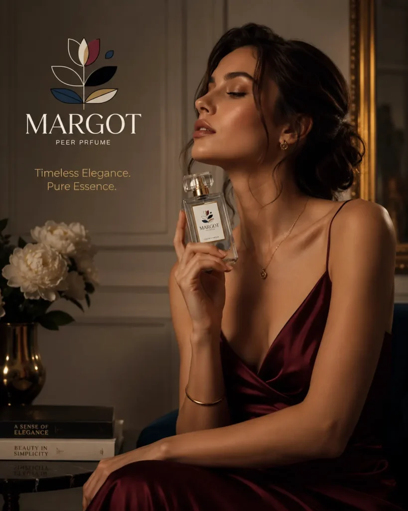 Campaña lifestyle con modelo digital para Producción de Contenido con IA de perfume Margot