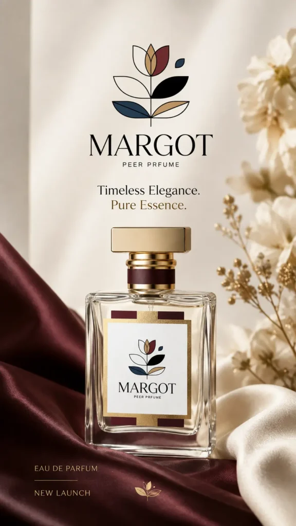 Pieza de lanzamiento de nuevo producto creada con Producción de Contenido con IA para Margot