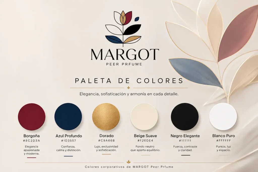 Paleta de colores corporativos para Producción de Contenido con IA de la marca Margot