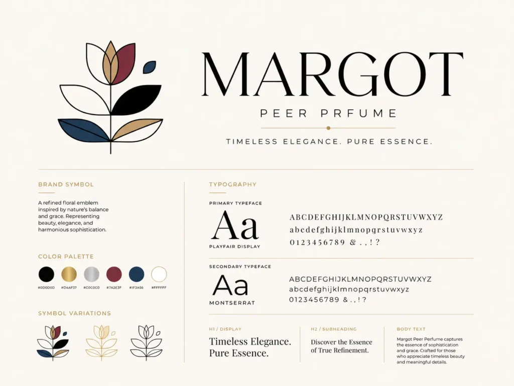 Tipografía y estilo gráfico para Producción de Contenido con IA de perfume Margot