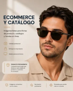 Modelo digital masculino usando lentes de sol para ecommerce y catálogo de productos