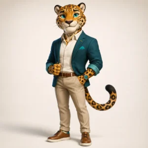 Personaje animal elegante con rasgos humanos para identidad visual y campañas de marca